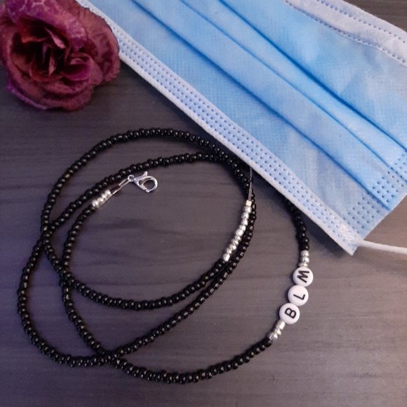 "BLM" Handmade Beaded Face Mask Lanyards "black lives matter" - Picture 3 of 5